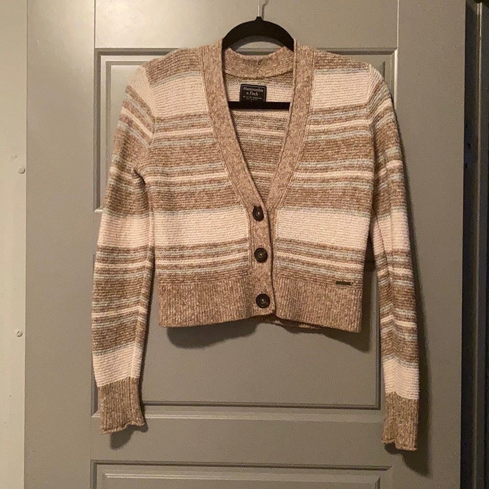 Multi-Striped Cropped Cardigan